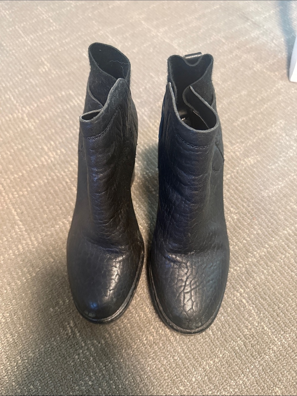 Vince Camuto Black Textured Leather Ankle Booties